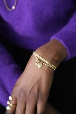 Bague Ajustable Doree/Blanc Nafy