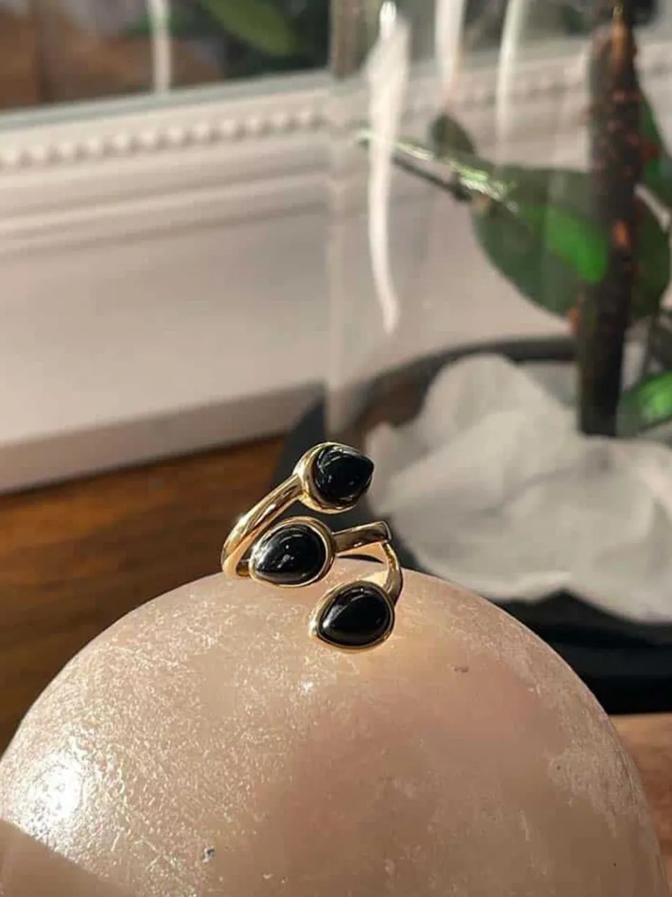 Bague Ajustable Doree/Noir Nafy