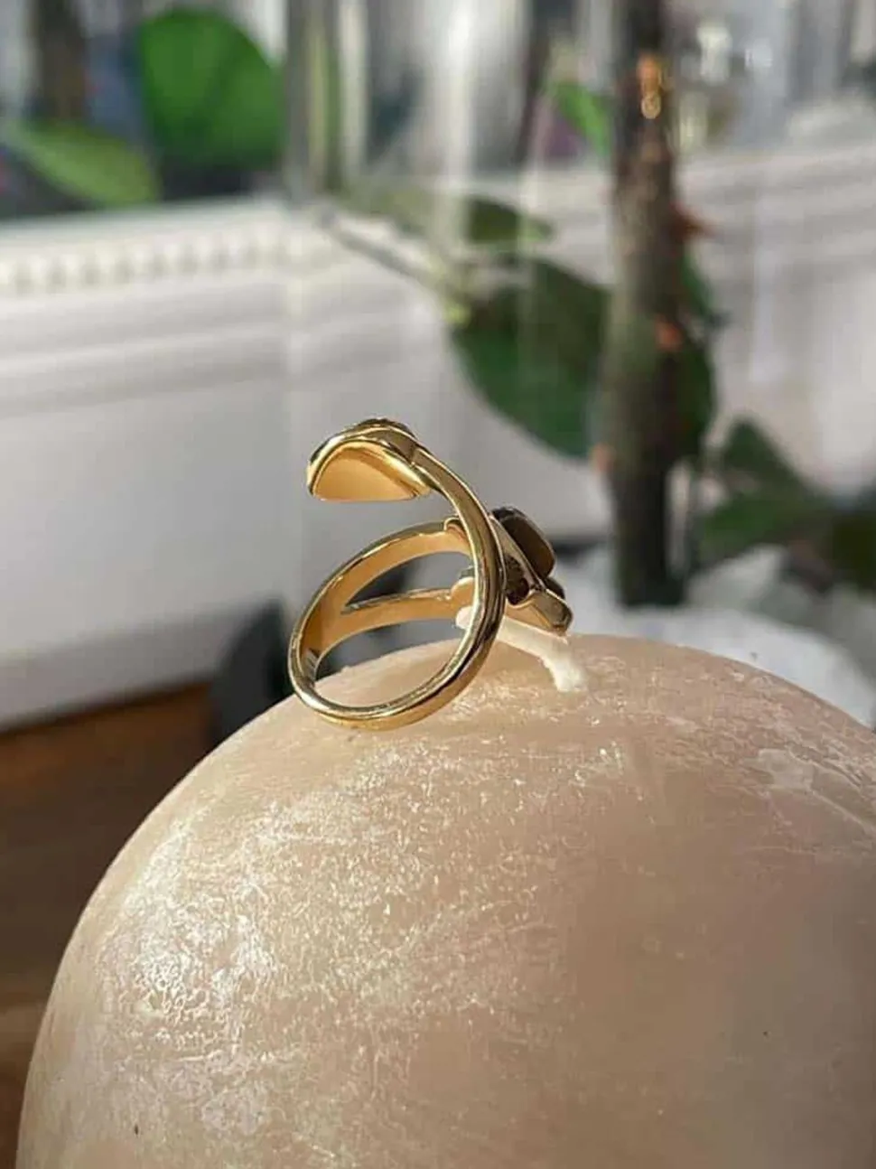 Bague Ajustable Doree/Noir Nafy