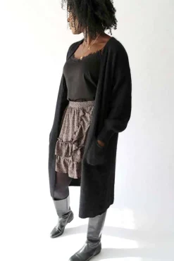 Gilet Long Noir Mohair Dan