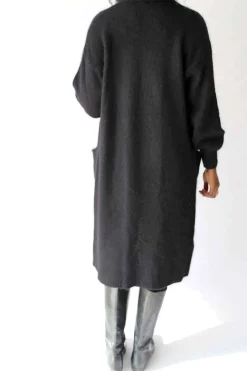 Gilet Long Noir Mohair Dan