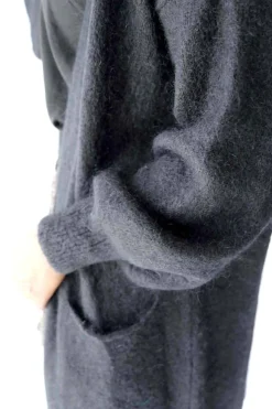 Gilet Long Noir Mohair Dan