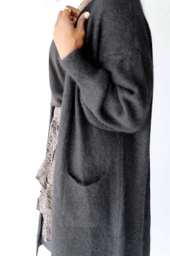 Gilet Long Noir Mohair Dan