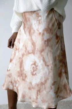 Jupe Midi Satinee Ecru Gina