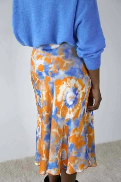 Jupe Midi Satinee Orange Gina