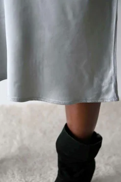 Jupe Midi Soie Gris Natty