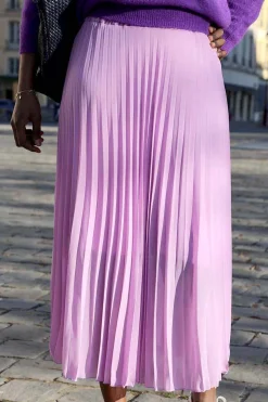 Jupe Plissee Midi Violet Lilas Caudy