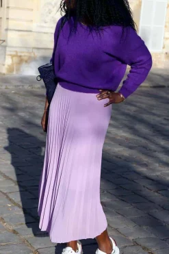 Jupe Plissee Midi Violet Lilas Caudy
