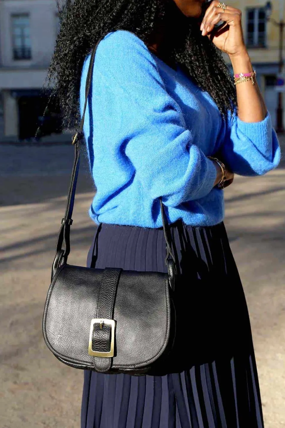 Jupe Plissee Uni Bleu Caudy