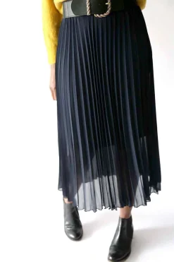 Jupe Plissee Uni Bleu Caudy