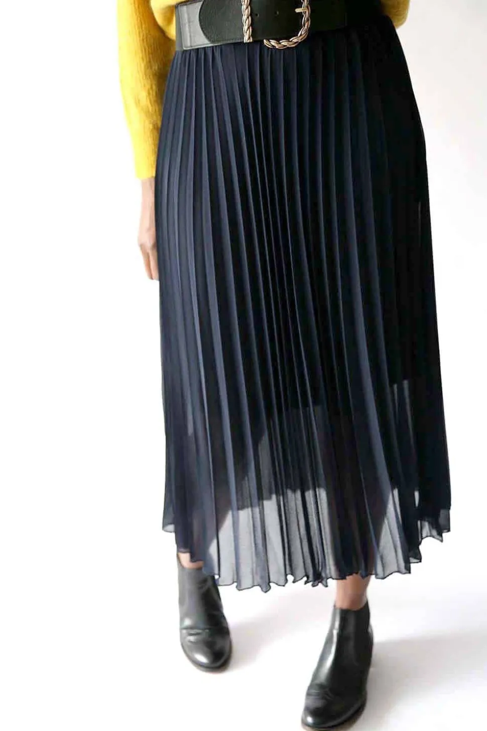 Jupe Plissee Uni Bleu Caudy