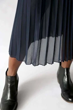 Jupe Plissee Uni Bleu Caudy