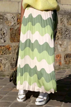 Jupe Plissee Vert Charlene