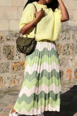 Jupe Plissee Vert Charlene