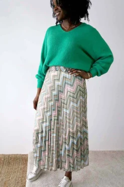 Jupe Plissee Vert Ziguy