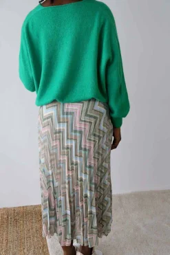 Jupe Plissee Vert Ziguy
