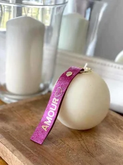 Porte-Clés En Cuir Rose Fushia Daisy