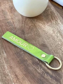 Porte-Clés En Cuir Vert Anis Daisy