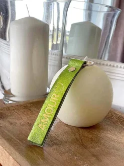 Porte-Clés En Cuir Vert Anis Daisy