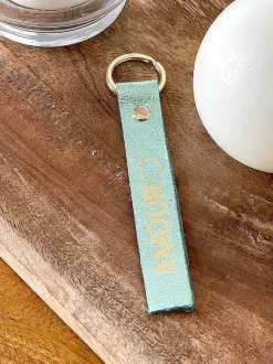 Porte-Clés En Cuir Vert Eau Daisy