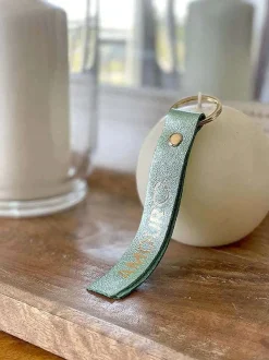 Porte-Clés En Cuir Vert Eau Daisy