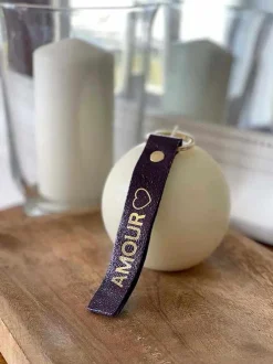 Porte-Clés En Cuir Violet Daisy