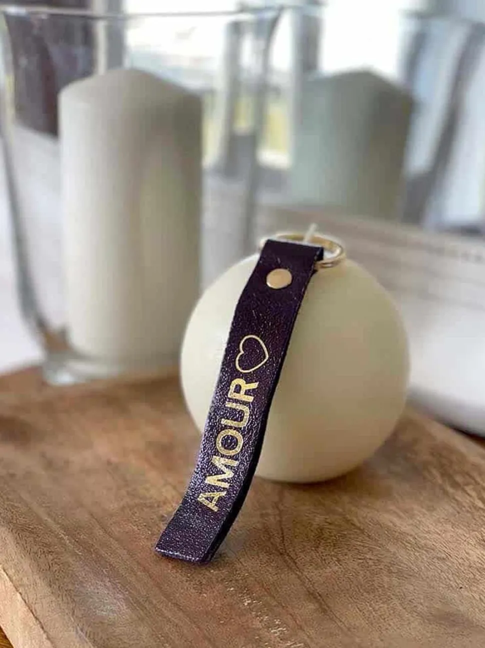 Porte-Clés En Cuir Violet Daisy