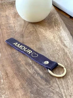 Porte-Clés En Cuir Violet Daisy