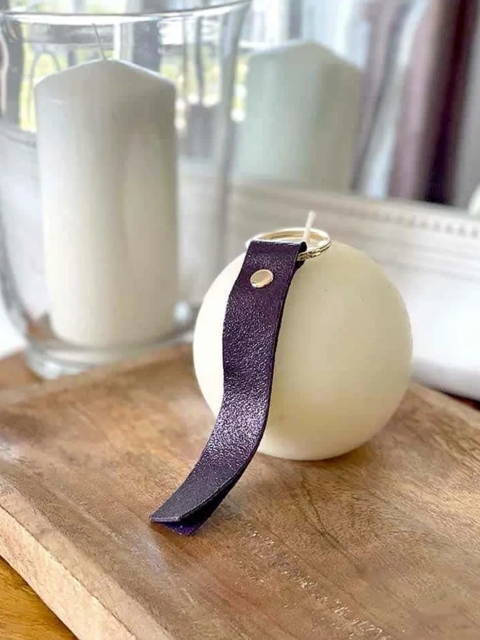 Porte-Clés En Cuir Violet Daisy