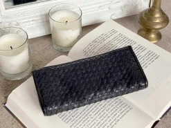 Portefeuille Cuir Tresse Noir Justin