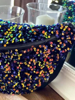 Sac Banane Bleu Peche A Sequins Xl Laumy