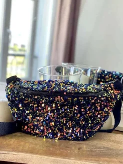 Sac Banane Bleu Peche A Sequins Xl Laumy