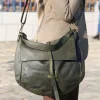 Sac Besace Cuir Vert Kaki Ninon