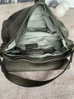 Sac Besace Cuir Vert Kaki Ninon