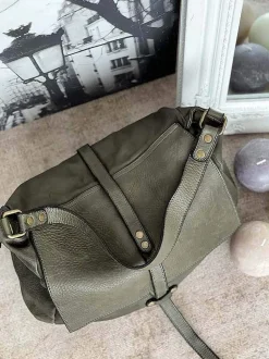 Sac Besace Cuir Vert Kaki Ninon