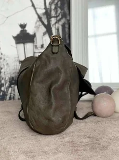 Sac Besace Cuir Vert Kaki Ninon