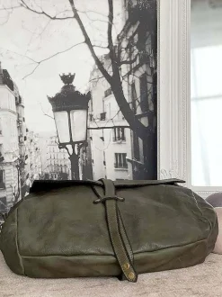 Sac Besace Cuir Vert Kaki Ninon