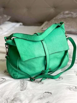 Sac Besace Cuir Vert Pomme Ninon