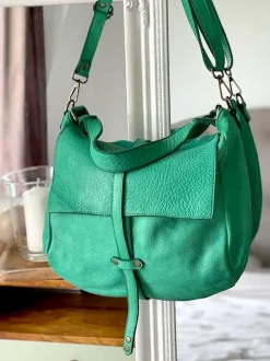Sac Besace Cuir Vert Pomme Ninon