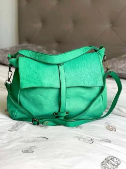 Sac Besace Cuir Vert Pomme Ninon