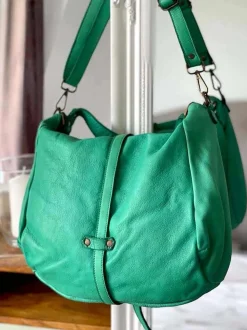 Sac Besace Cuir Vert Pomme Ninon