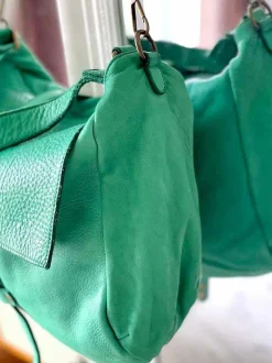 Sac Besace Cuir Vert Pomme Ninon