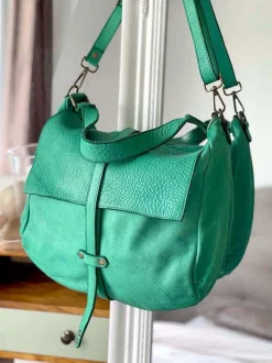 Sac Besace Cuir Vert Pomme Ninon