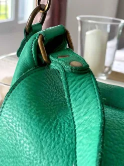 Sac Besace Cuir Vert Pomme Ninon