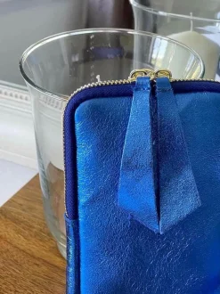 Sac Portable En Cuir Bleu Kira