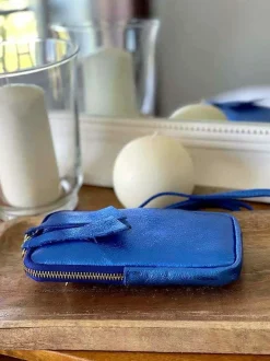 Sac Portable En Cuir Bleu Kira