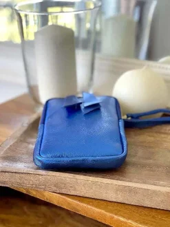 Sac Portable En Cuir Bleu Kira