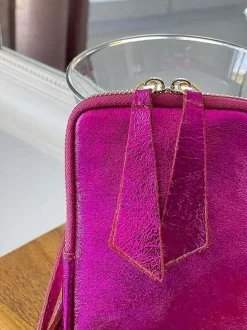 Sac Portable En Cuir Rose Kira